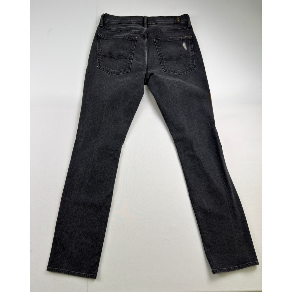 7 For All Mankind Slimmy Jeans Womens Gray Distressed Slim Fit Denim Size  31 - Picture 11 of 15